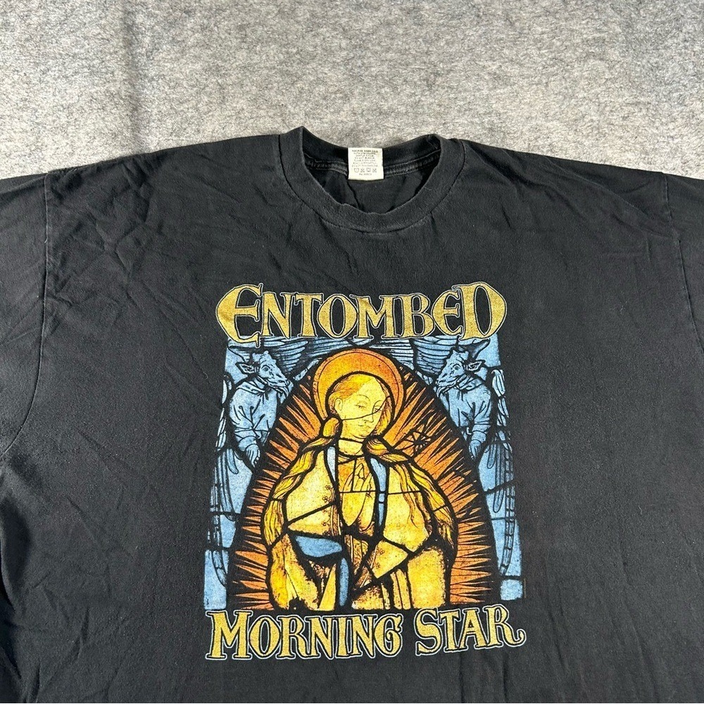 Vintage Entombed Shirt Mens XXL Black Y2K Morning Star Death Metal Band Cygnus - Picture 2 of 6